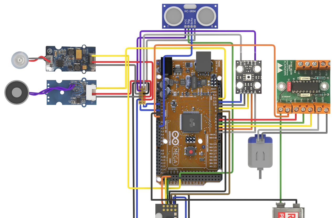 Train control circuit schematic top down view
